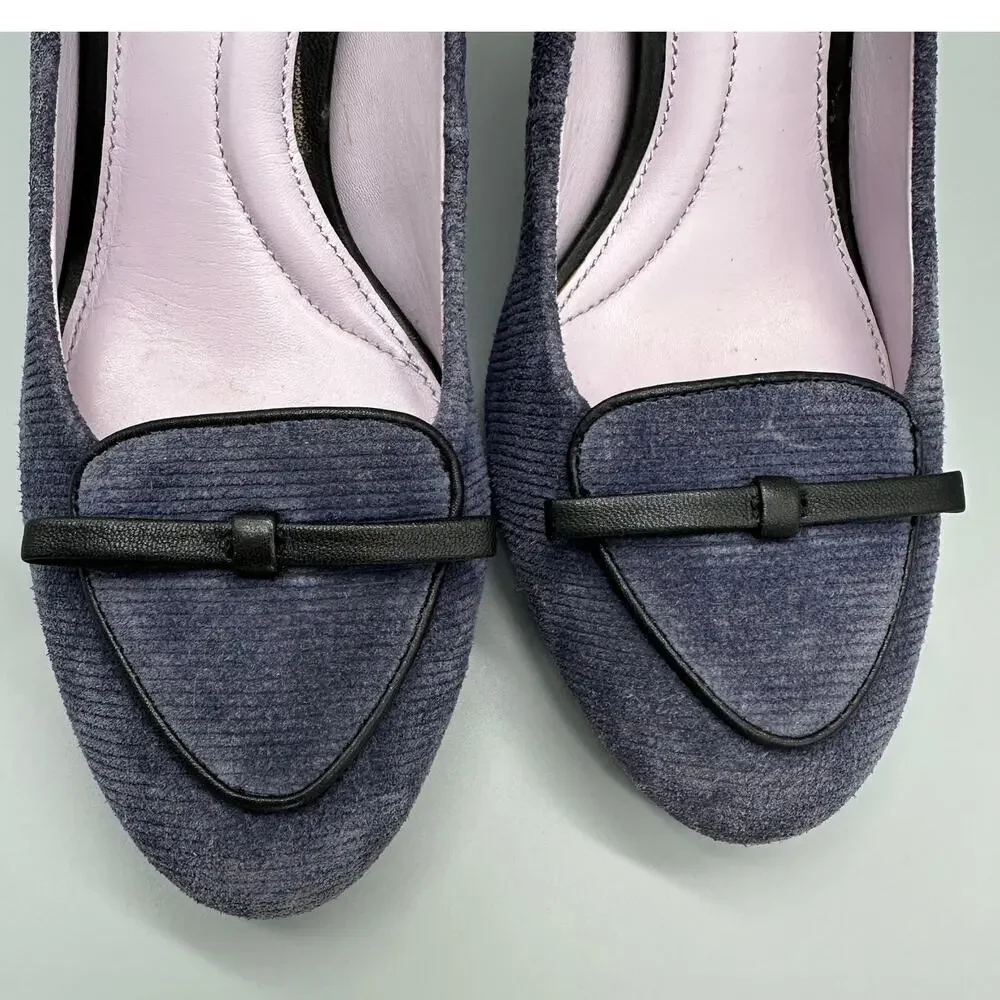 Johnston and Murphy Navy Blue Corduroy Platform Heels Pumps Womens 10M - Picture 2 of 11